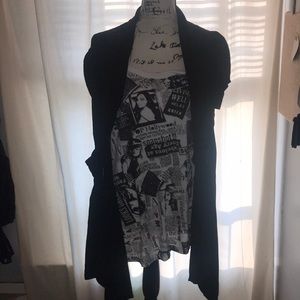 Super Cute layered top and attached Cardigan